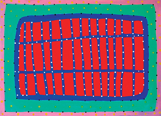 Ngarra, Brring.nga and Wanda, 2005, synthetic polymer paint on paper, 50 x 70 cm, courtesy Indigenart, Mossenson Galleries, Perth and Melbourne.